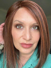 Emily Herrin @she_sheds_more wearing CURRENT EVENTS by RAQUEL WELCH WIGS in color RL32/31 CINNABAR | Medium Dark Auburn Evenly Blended with Medium Light Auburn