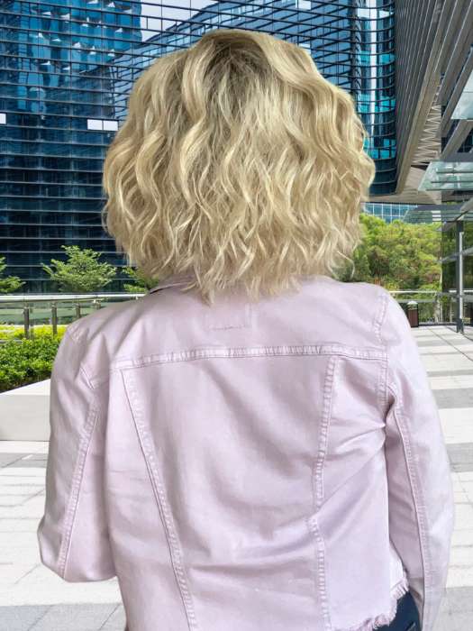 Donna van Lier-Grieve @style.me.ageless wearing BEAMING BEAUTY by GABOR in GF19-23SS BISCUIT | Light Ash Blonde Evenly Blended with Cool Platinum Blonde with Dark Roots