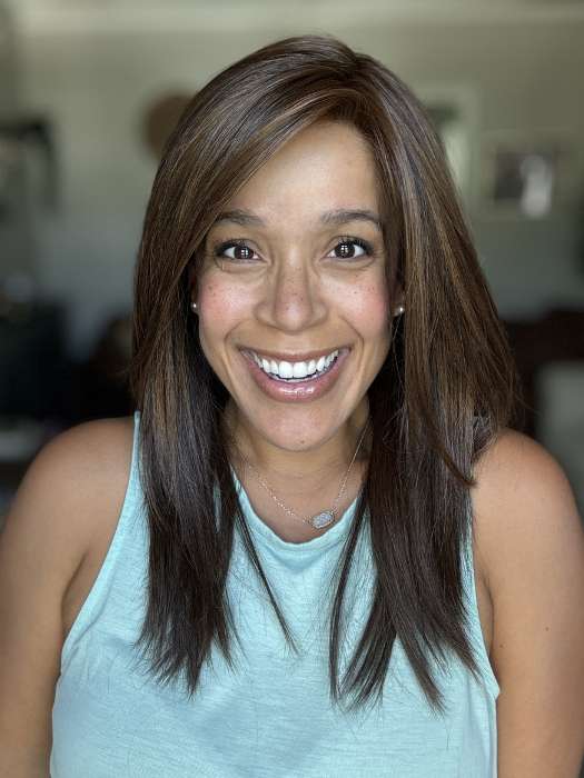 Brea @getwiggywithbrea wearing WELL PLAYED by RAQUEL WELCH WIGS in color RL6/30 COPPER MAHOGANY | Medium Brown Evenly Blended with Medium Auburn