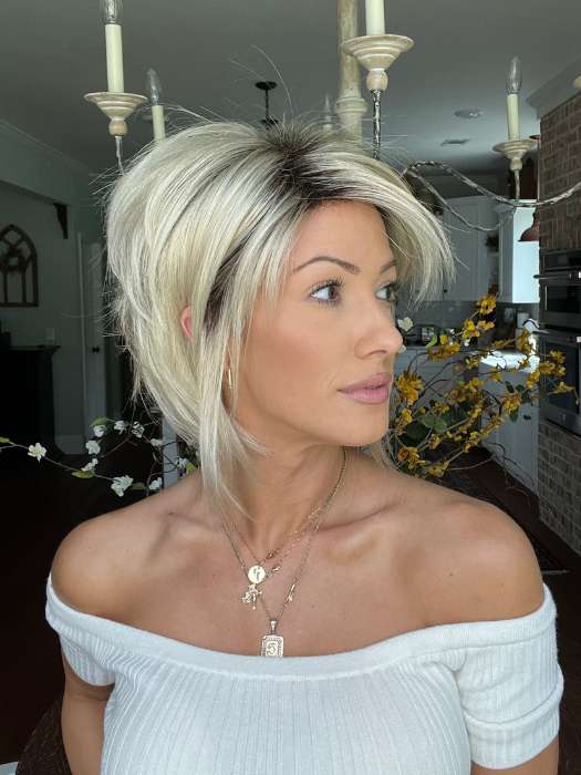 Jenna Fail @jenna_fail wearing REESE by NORIKO in color CHAMPAGNE-R | Rooted Dark Blonde with Platinum Blonde Blended Base