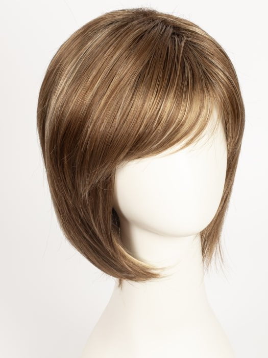 MAPLE-SUGAR-R | Light-Medium Brown Base with Warm Medium Blonde Highlights and Dark Brown Roots