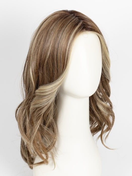 SUNKISSED ALMOND R | A blend of Medium and Light Brown with Light Gold Blonde Highlights and a hint of Cooler Blonde, rooted with Medium and Light Brown