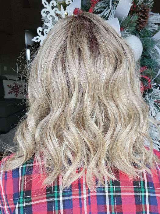 Natalie @vanish.into.thin.hair wearing MIU by BELLETRESS in color SHAKEN OATMILK BLONDE R | A Medium and Light Brown Base with Cool and Neutral Blonde, and Light Blonde Highlights with a Medium Brown Root
