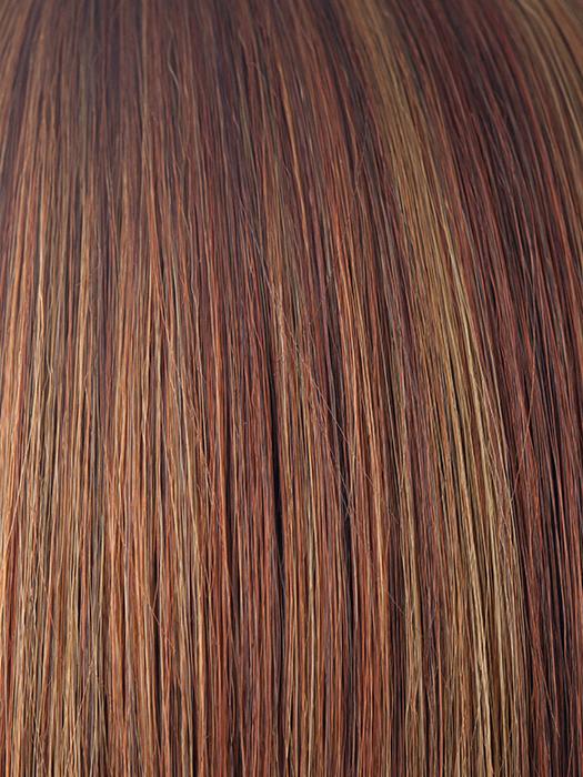 IRISH SPICE R | Dark Auburn with Medium Auburn Base and Dark Honey Blonde Highlights with Longer Dark Roots