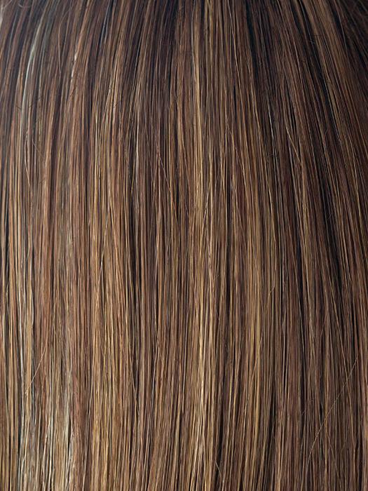 ALMOND SPICE R | Rooted Dark Brown with Medium Brown Base with Honey and Platinum Blonde Highlights