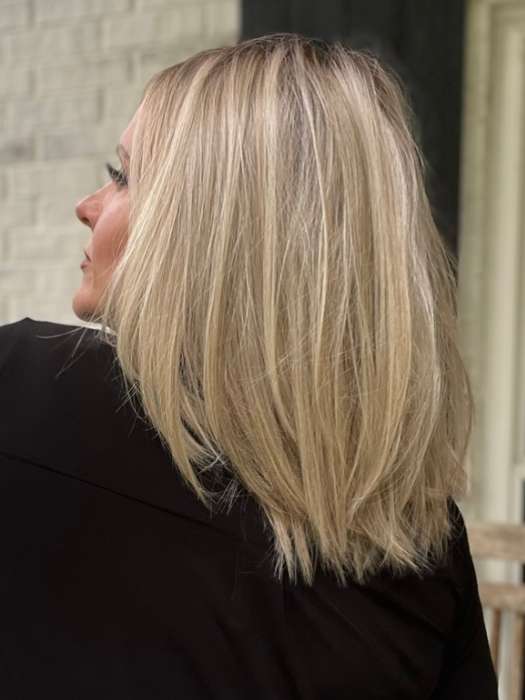 Marcie @wig.obsessed wearing DRIVE by ELLEN WILLE in color PEARL BLONDE ROOTED 101.24.20 | Pearl Platinum, Dark Ash Blonde, and Medium Honey Blonde mix
