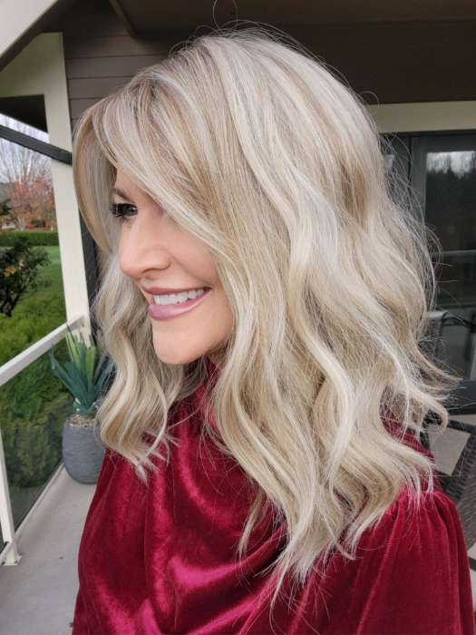 Natalie @vanish.into.thin.hair wearing MAEVE by JON RENAU in color FS17/101S18 PALM SPRINGS BLONDE | Light Ash Blonde with Pure White Natural Violet Bold Highlights, Shaded with Dark Natural Ash Blonde
