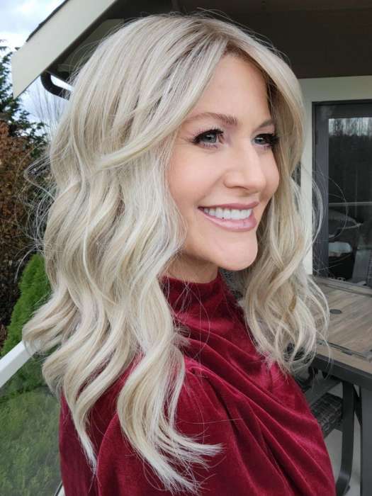 Natalie @vanish.into.thin.hair wearing MAEVE by JON RENAU in color FS17/101S18 PALM SPRINGS BLONDE | Light Ash Blonde with Pure White Natural Violet Bold Highlights, Shaded with Dark Natural Ash Blonde
