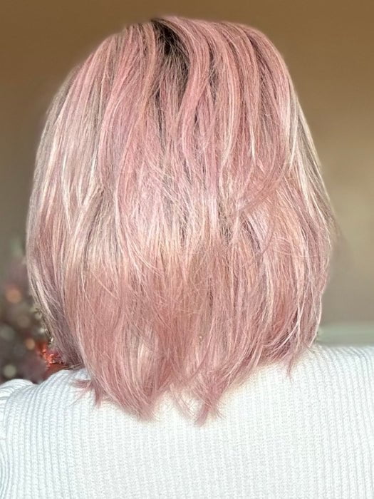 Crystal @ crystallhoneycutt wearing Dare to Be in color Pink | A dusty pink coloration reflects the latest trend in fantasy hair | This wig has been altered by straightening the ends 