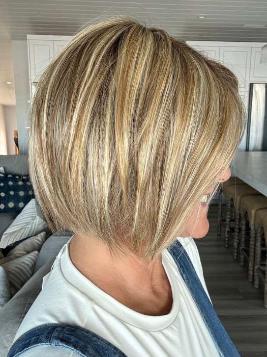 Susan @wigs_with_wisdom wearing STRAIGHT UP WITH A TWIST ELITE by RAQUEL WELCH WIGS in color RL1621SS SHADED SAND | Light Blonde shaded with Medium Brown
