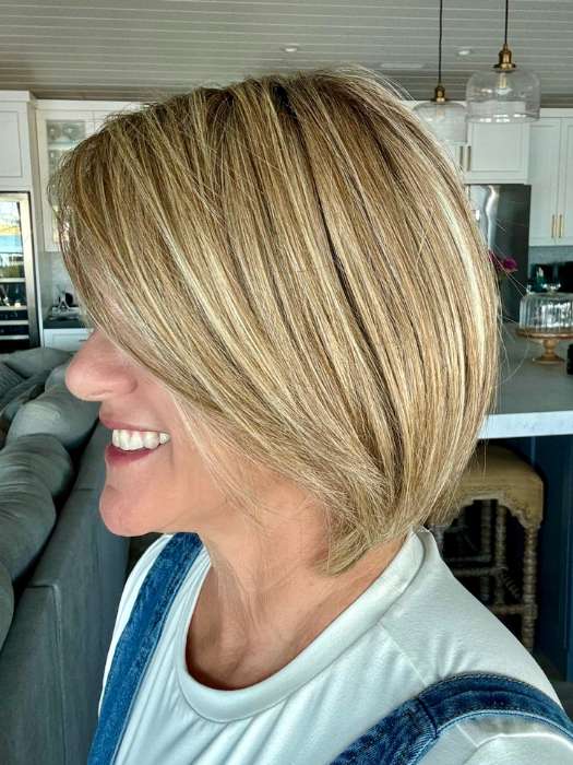 Susan @wigs_with_wisdom wearing STRAIGHT UP WITH A TWIST ELITE by RAQUEL WELCH WIGS in color RL1621SS SHADED SAND | Light Blonde shaded with Medium Brown
