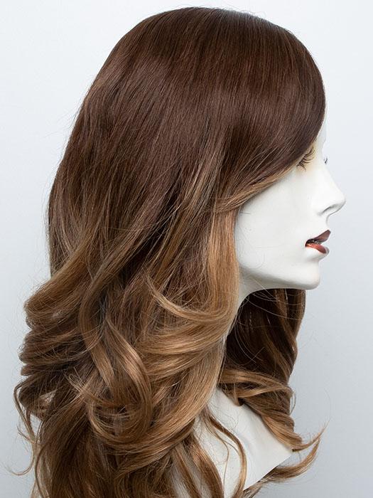 B8/30-14/26RO | Medium Red-Gold Brown Roots to Midlengths, Light Gold Blonde Midlengths to Ends